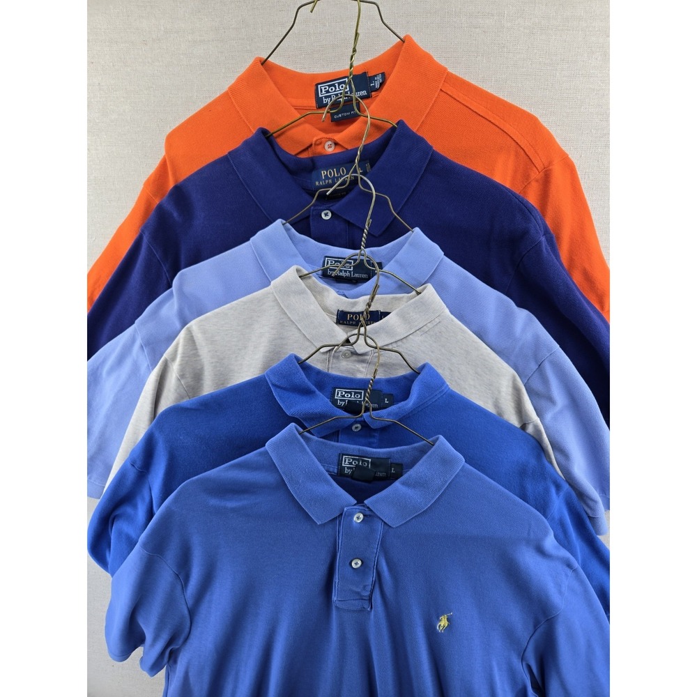 LOT Of 6 Polo Ralph Lauren Shirts Large Multicolor Cotton Pony Logo Men Bundle